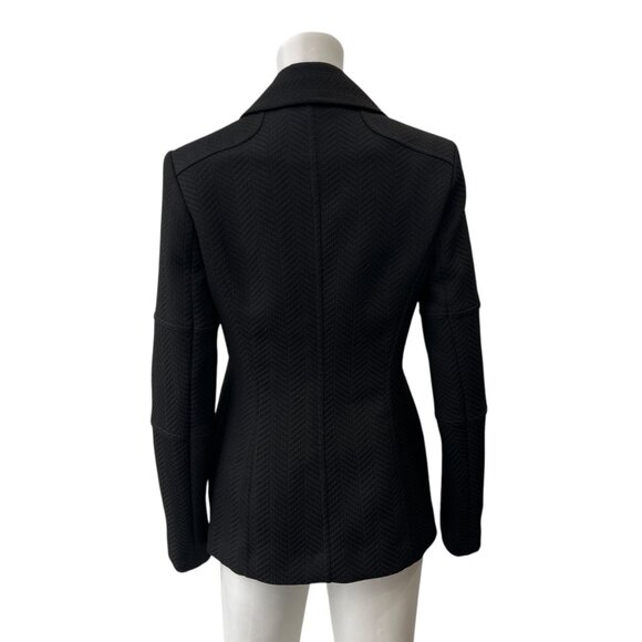 $318 Reiss Black Textured Asymmetric Zip Lyndon Jacket size 6 - Picture 9 of 13